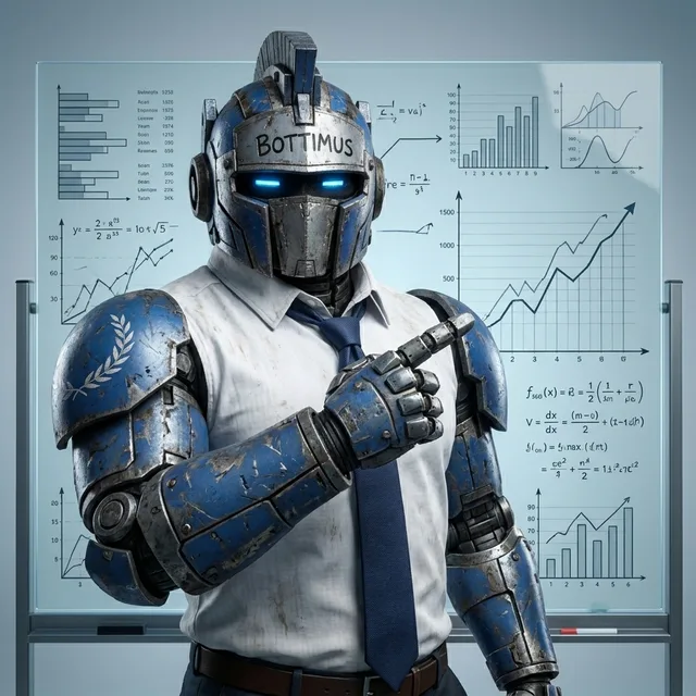 Bottimus presenting charts at a whiteboard