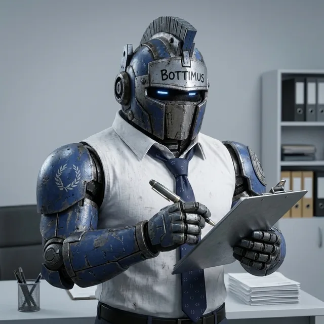 Bottimus taking notes on a clipboard
